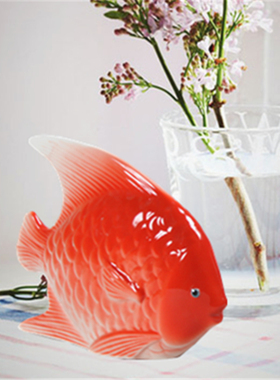 陶瓷金鱼结婚情侣工艺包邮摆件