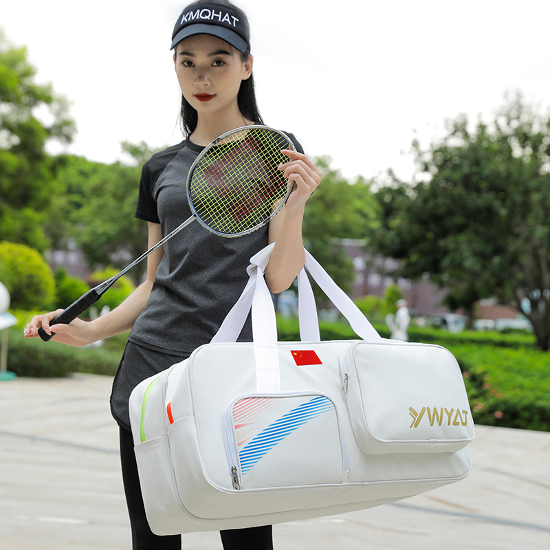 时尚羽毛球方包单肩背包便携式韩式风白色大赛专用拍袋男女健身包 - 图2