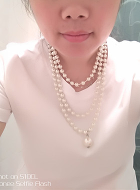 日韩小众设计吊坠长款白色项链