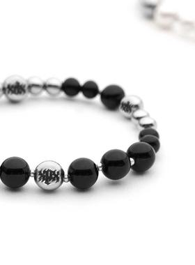 手串松珠+贝珠+不锈钢银珠百搭