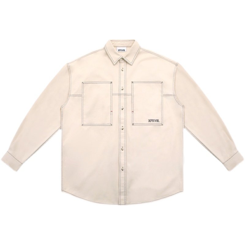 XPX 周柏豪 CONTRAST STITCHING LIGHT TONE SHIRT 休闲长袖衬衫 - 图3