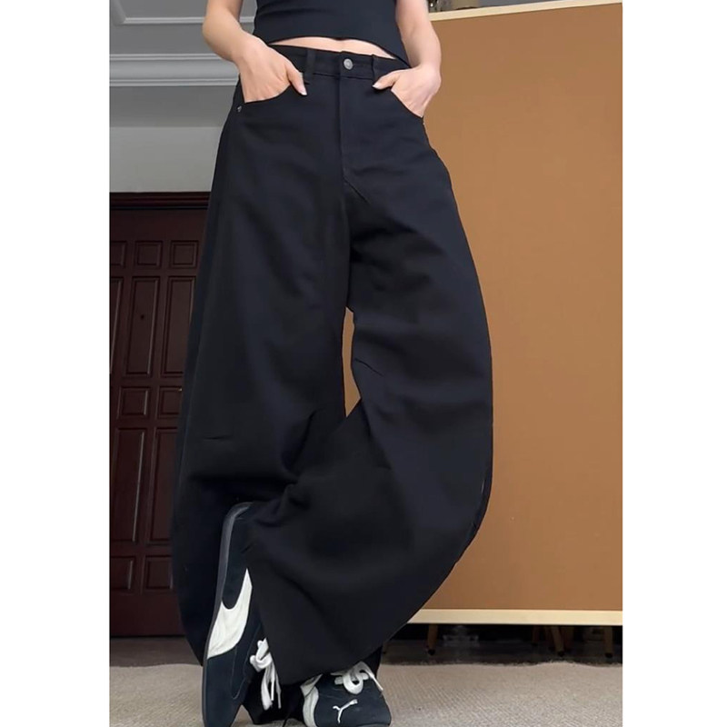 美式解构褶皱牛仔裤大码女装2025新款复古宽松显瘦廓形弯刀阔腿裤,淘宝优惠券,粉丝福利购,淘宝优惠卷