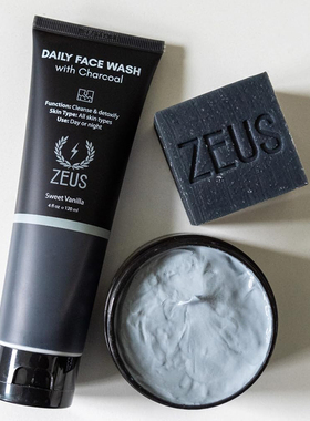 美国进口ZEUS-男士活性炭洗面奶 控油去黑头香草香洁面乳 120ml