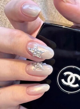 手工定制穿戴美甲白色婚纱照定婚甲显白猫眼日常满钻孕妇新娘短款