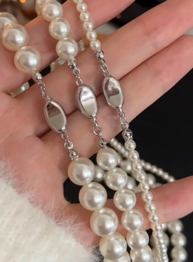 珍珠项链女夏巴洛克锁骨链简约气质名媛轻奢小众米粒颈链