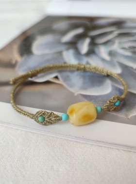 鱼小丸手作随形蜜蜡手绳