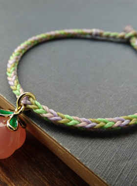 南红桃子金线编织纳福小滴溜手绳