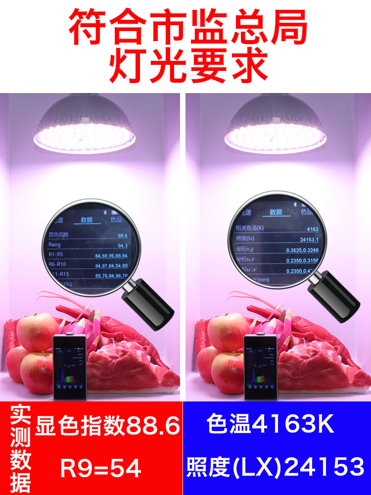 2024新款生鲜灯隐形红新国标生鲜店鲜肉灯猪肉卖肉照肉专用LED灯 - 图2