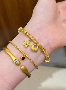 星星盘缠手链女五帝币碎金色轻奢高感手串礼物送女友