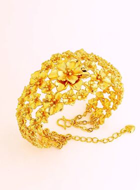 新中式繁花手镯女款时尚百搭气质大气镯子手饰新娘婚庆求婚首饰