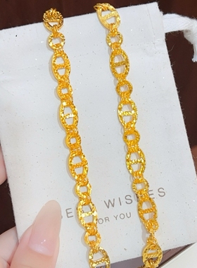 爆闪碎冰冰猪鼻子环环相扣项链手链小众轻奢高级感