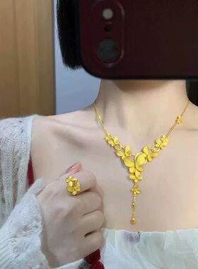 蝴蝶流苏项链女士金色锁骨链新娘婚嫁首饰高级轻奢大气送女友闺蜜