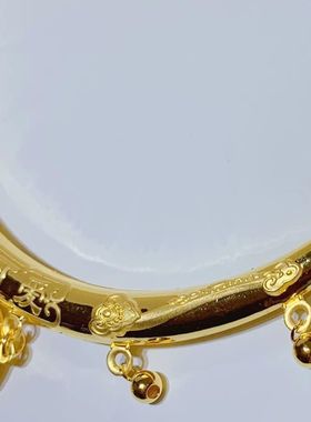 黄铜镀金活泼可爱金锁宝宝黄金项圈百福锁满月百天周岁婴儿长命锁