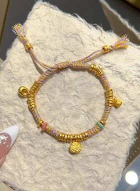 轻奢时尚气质坨坨盘缠手链女小众编织手绳礼物送女友