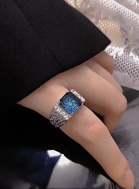 纹理蓝色方钻开口insYUSTUDIO