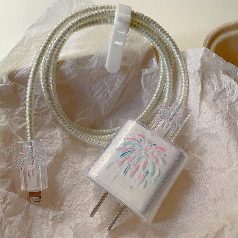 浪漫烟花充电器保护套适用于iPhone15/20w快充保护壳iPad数据线套,淘宝优惠券,粉丝福利购,淘宝优惠卷