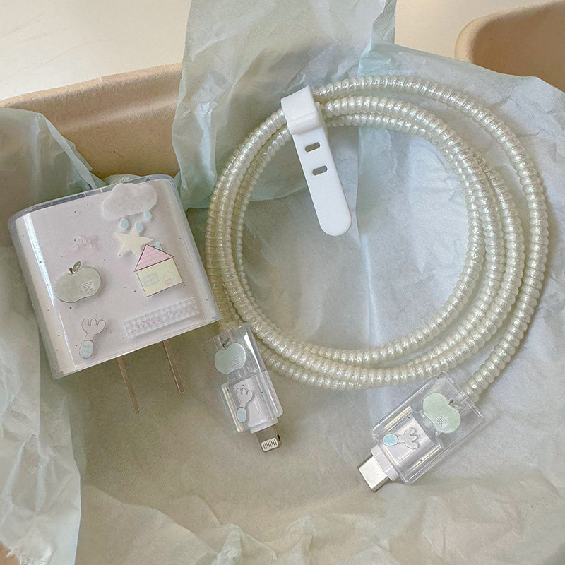 清新云朵星星20w快充保护套适用iPhone15/14充电线保护套iPad线套,淘宝优惠券,粉丝福利购,淘宝优惠卷