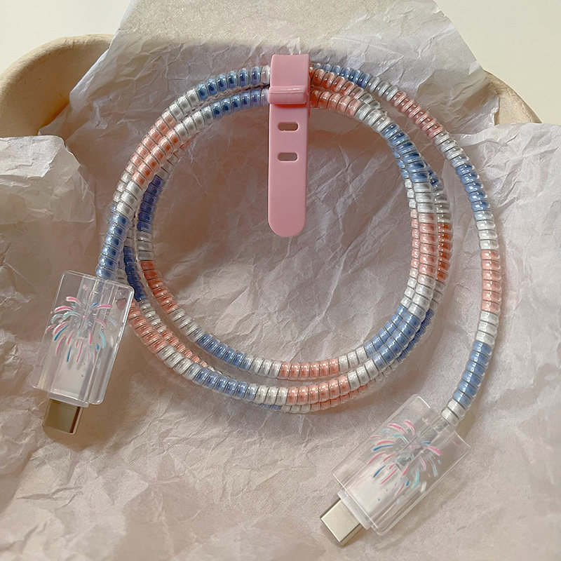 浪漫烟花充电器保护套适用于iPhone15/20w快充保护壳iPad数据线套,淘宝优惠券,粉丝福利购,淘宝优惠卷