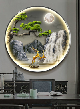 流水生财玄关装饰画大气山水挂画