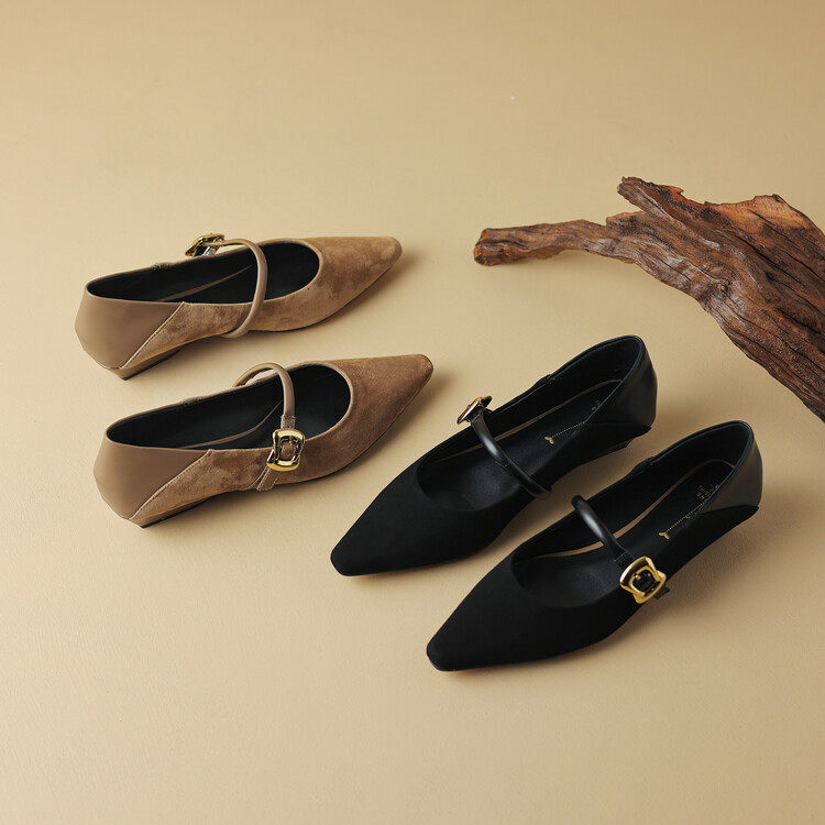 2025新款春秋羊皮法式玛丽珍鞋女低跟浅口单鞋女尖头平底鞋软底春,淘宝优惠券,粉丝福利购,淘宝优惠卷