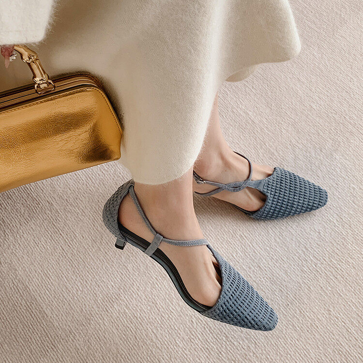新款夏季简约浅口后空舒适凉鞋编织羊皮小猫跟包头单鞋时尚女鞋,淘宝优惠券,粉丝福利购,淘宝优惠卷