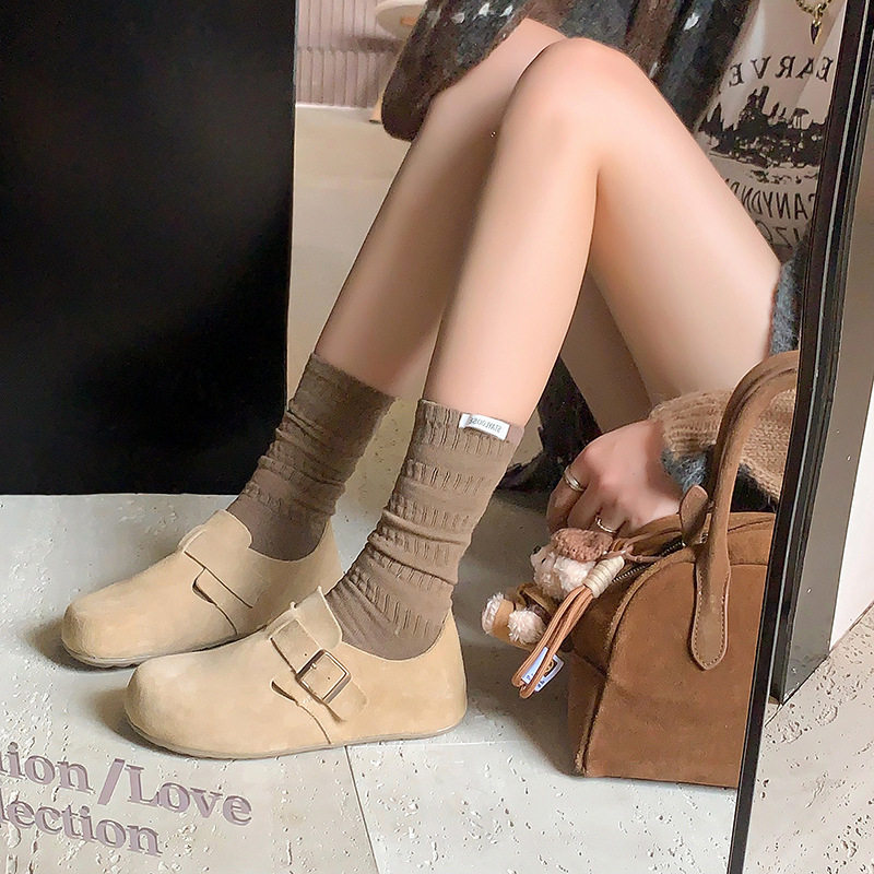 巨软好穿~不挑脚！网红厚底全包勃肯鞋女豆豆鞋森系圆头深口单鞋,淘宝优惠券,粉丝福利购,淘宝优惠卷