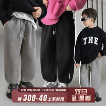 Chen Chen Moms Parenting Pants 2023 Winter New Boy Gvet Warm Long Pants Children 100 hitch Casual Bunk Pants