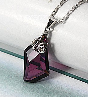 奥地利海兰色水晶女潮许愿石项链