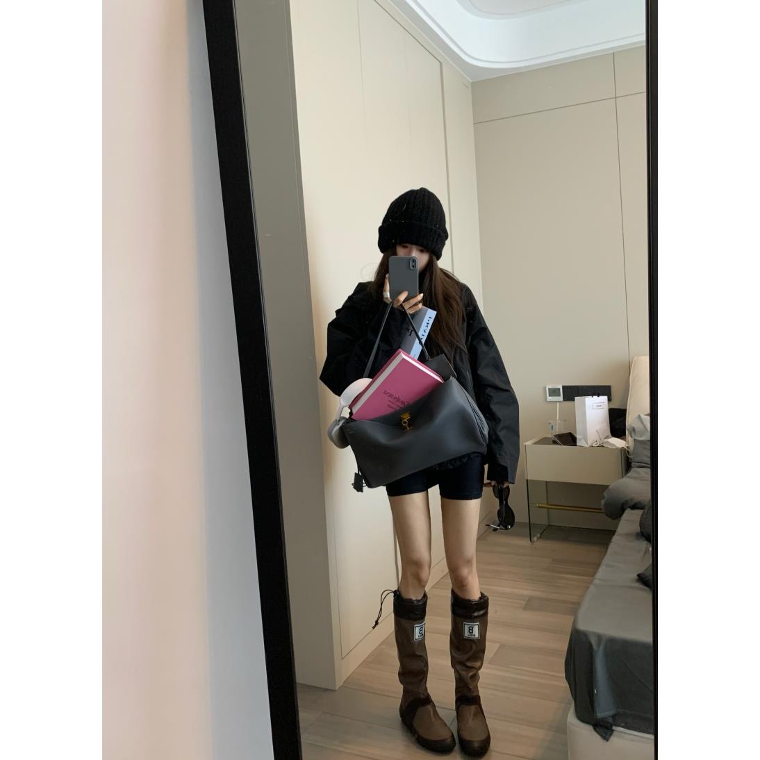 留下1992自留慵懒松弛山系户外连帽防风冲锋衣休闲外套女 - 图0