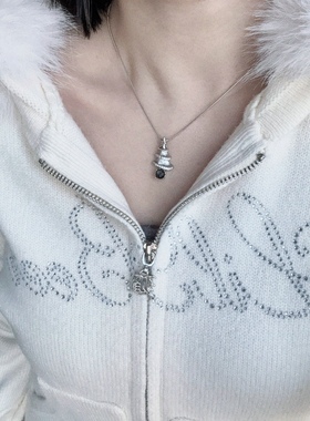 银色圣诞树金运石项链