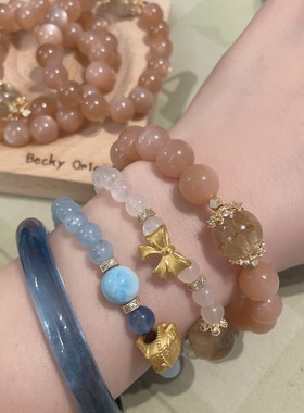 贝奇手作女生天然水晶太阳石