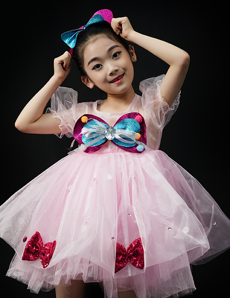 六一儿童演出服幼儿园舞蹈服女童蓬蓬纱裙可爱娃蝴蝶连衣裙表演服