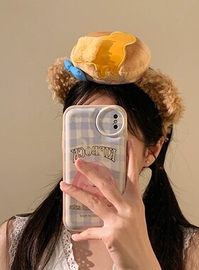 游乐园女生可爱毛绒面包达菲小熊耳朵发箍女拍照发卡洗脸头箍发饰