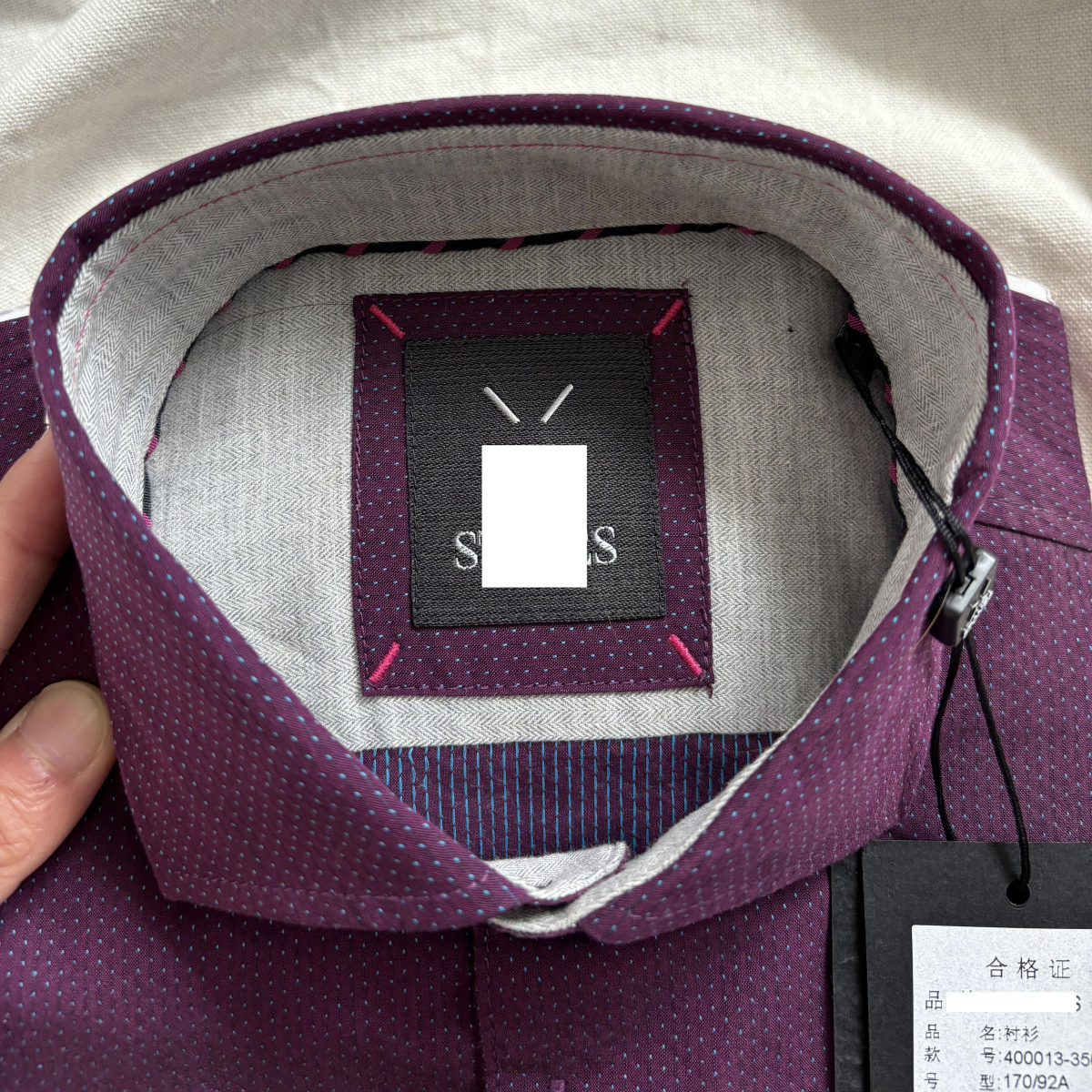 S系列 高端款！1400+ 薄款波点商务休闲纯棉男士长袖衬衫打底春秋 - 图1