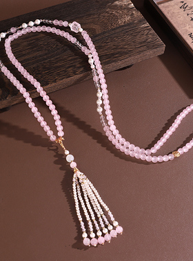 新中式国风流苏吊坠项链毛衣链