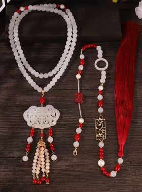 古风汉服长璎珞背云超长流苏项链