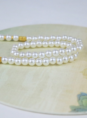 古风圆牌项链女新中式旗袍珍珠