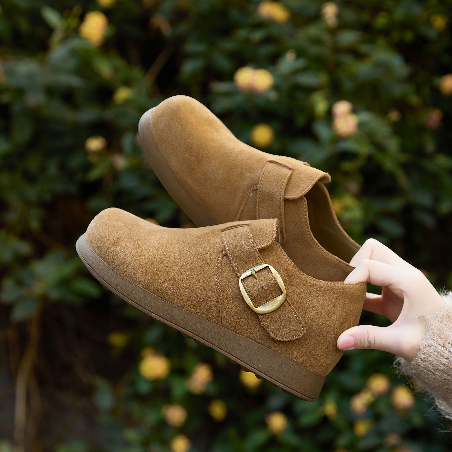 真皮勃肯鞋女厚底内增高女鞋2026新款豆豆鞋皮带扣休闲单鞋乐福鞋,淘宝优惠券,粉丝福利购,淘宝优惠卷