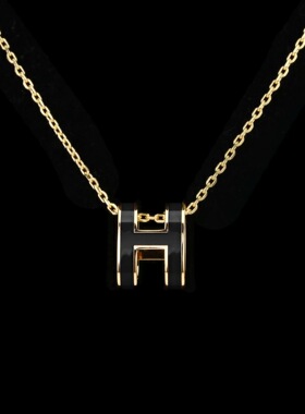 ins潮流网红时尚气质珐琅釉立体H字母吊坠项链简约百搭闺蜜锁骨链