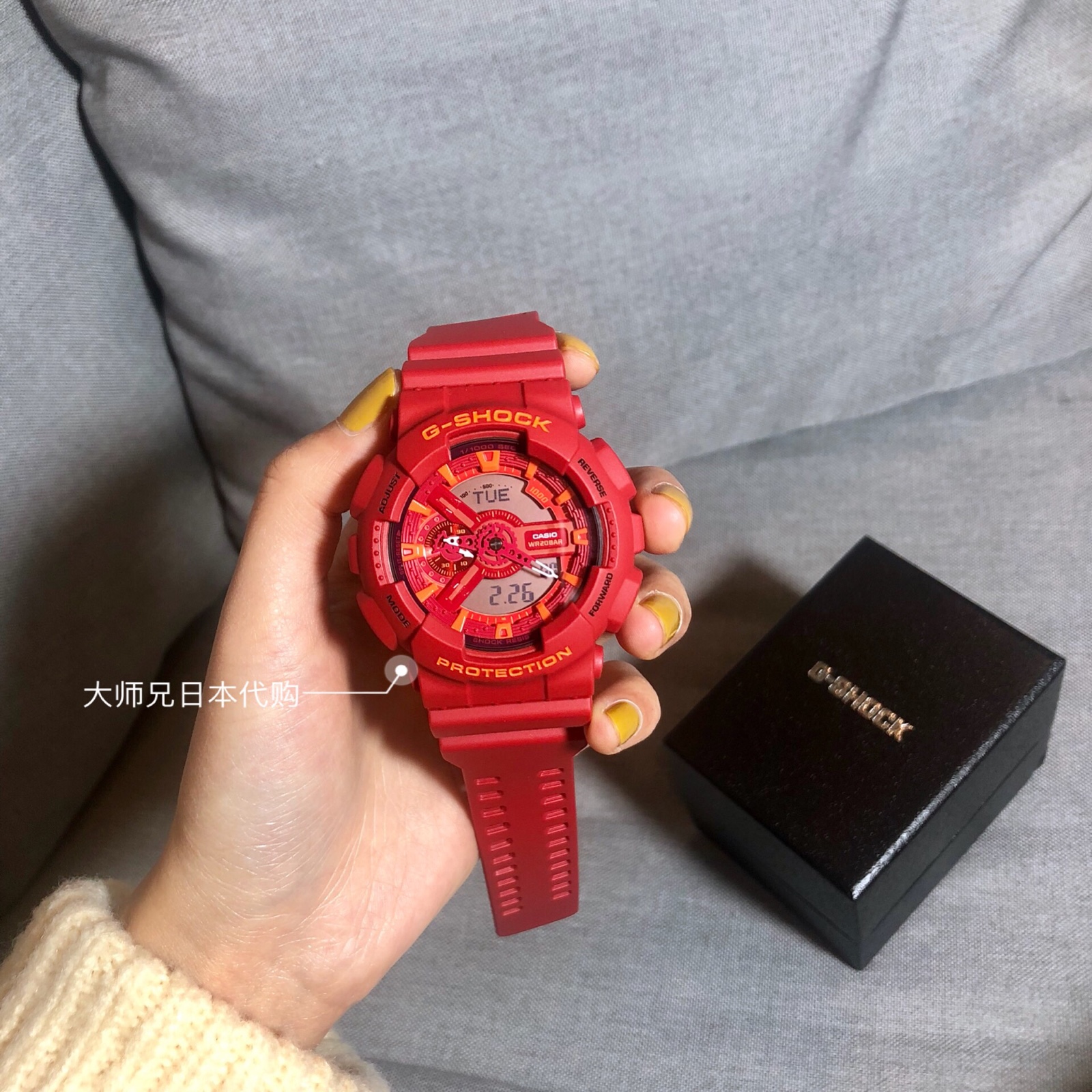 日本 Casio卡西欧G SHOCK本命年大红色龙年 男女西瓜红运动手表