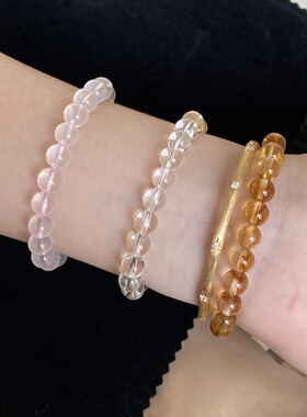 「小灯泡」爆款白水晶锤纹盘缠手串能量水晶手链女生手饰串珠珠子