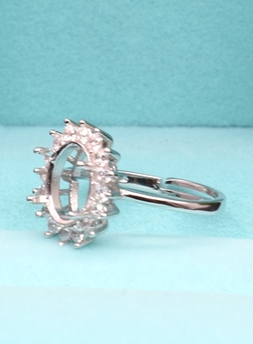 diy戒指空托王妃款18K白金蛋形