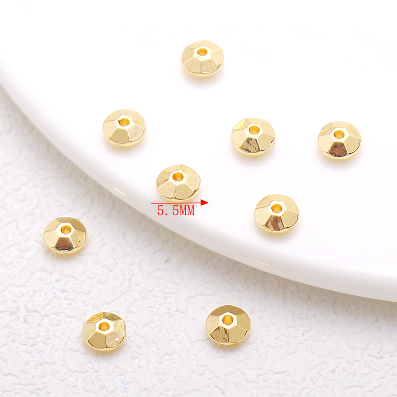 18k哑金保色磨砂隔珠飞碟算盘珠扁珠手链项链diy手工自制饰品配件 - 图3