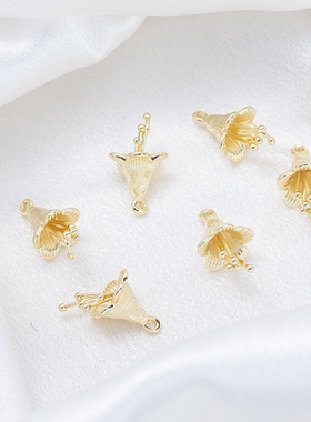 铜镀保色花纹铃铛铃兰花花蕊吊坠