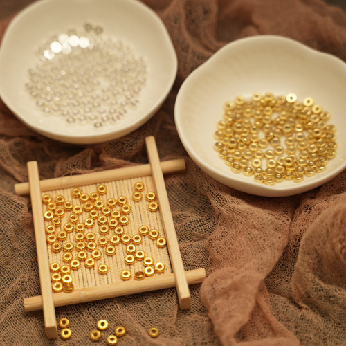 18k包金保色配件/隔片3mm/4mm/5mm隔珠diy饰品配件散珠10颗一份 - 图0