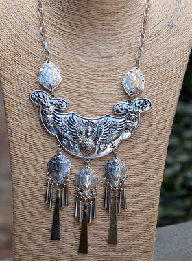 云南民族风少数民族藏银苗银景颇族蝴蝶项链饰品原创设计演出道具