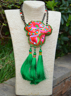 民族风长款圆珠链毛衣链女式流苏项链复古百搭吊坠民族服装配饰