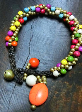 生日礼物复古民族风编织铃铛手链