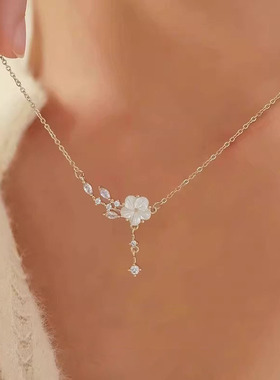 925纯银山茶花项链女款轻奢小众设计感2026新款爆款配饰品送女友