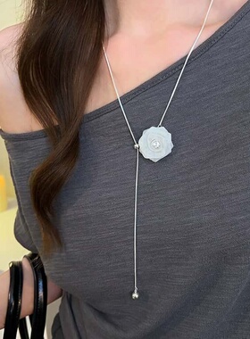 韩系闪钻网纱山茶花朵项链女2026新款高级感轻奢小众锁骨颈链配饰